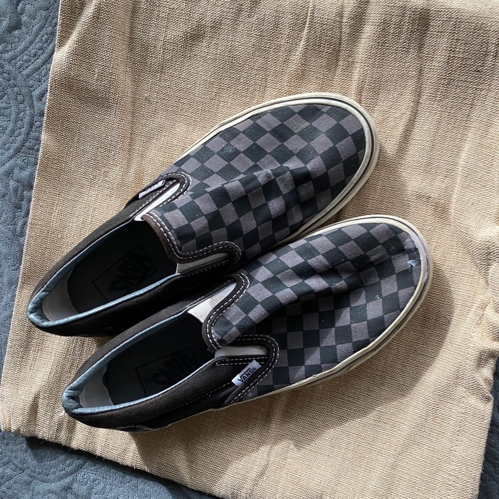 Checkered slip on vans